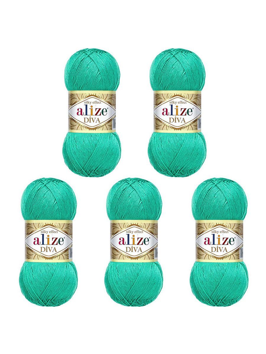 Пряжа Alize для вязания универсальная легкая Diva микрофибра 100г 350м 5 шт 610 нефрит - фото 6
