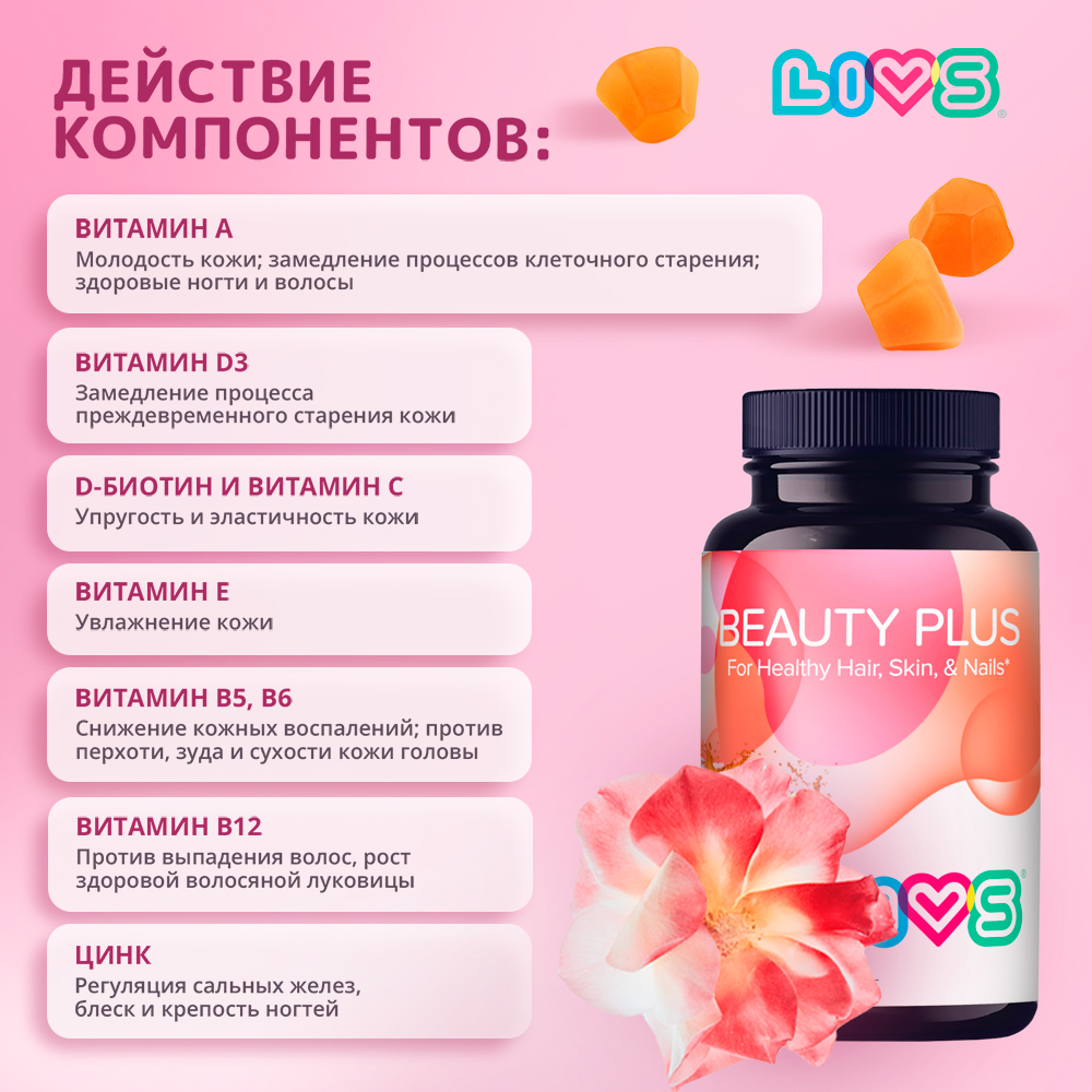 Комплекс витаминов LIVS для кожи волос и ногтей - фото 3
