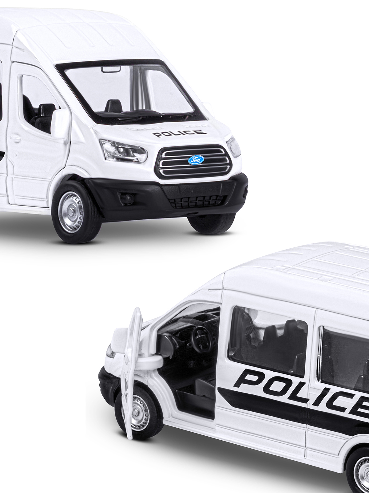 Полицейская машина АВТОпанорама Ford Transit 1:52 Полиция JB1251633 - фото 11