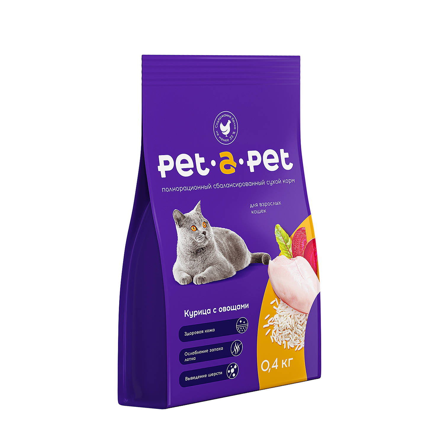 Корм для кошек Pet-a-Pet 0.4кг c цыпленком - фото 1