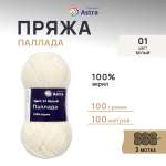 Пряжа Astra Premium Паллада акриловая 100 г 100 м 01 белый 3 мотка