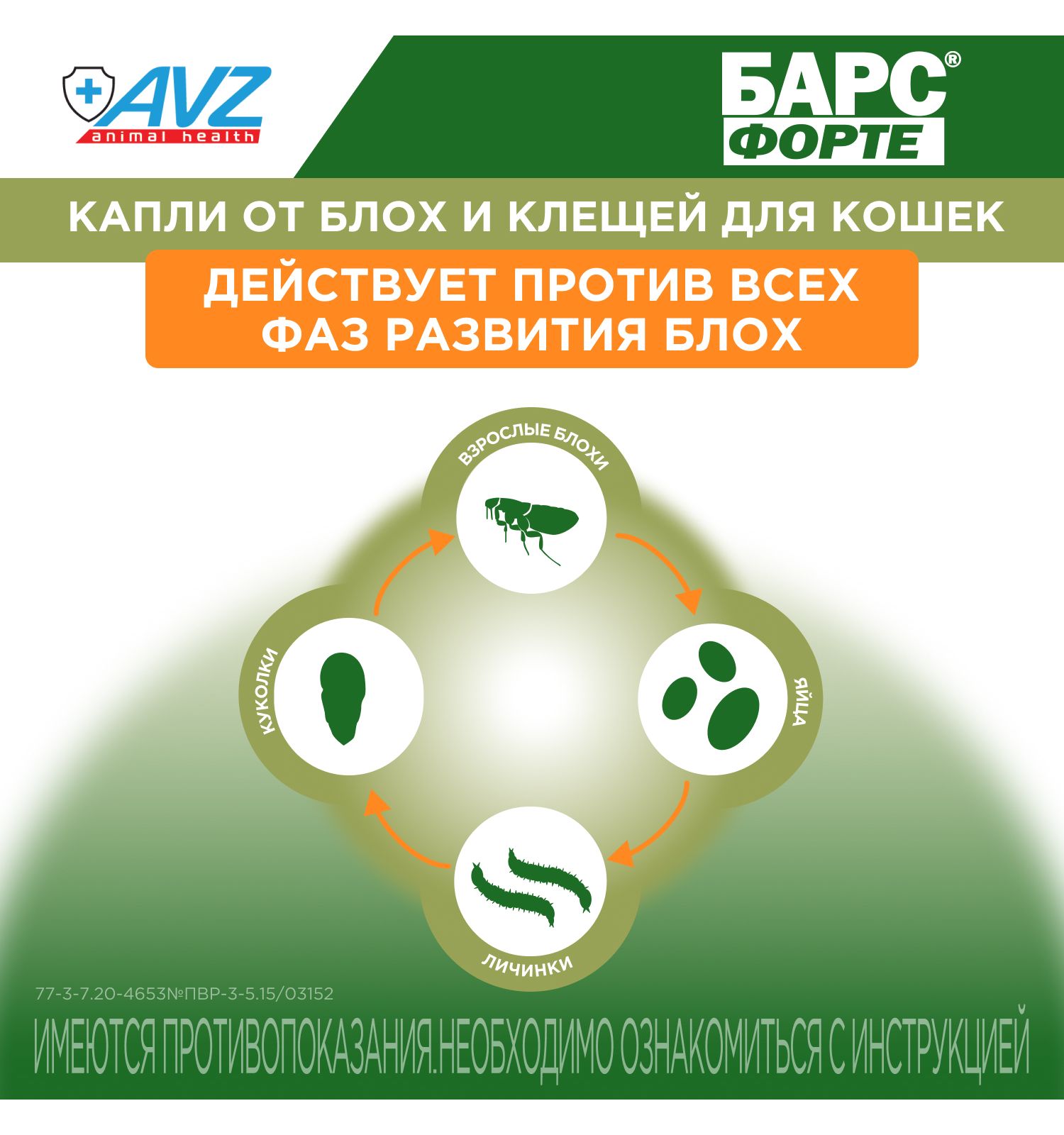 Капли против блох и клещей для кошек АВЗ Барс Форте 3пипетки - фото 4