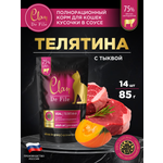 Корм влажный для кошек Clan De File Телятина с тыквой кусочки в соусе пауч 85г 14 шт