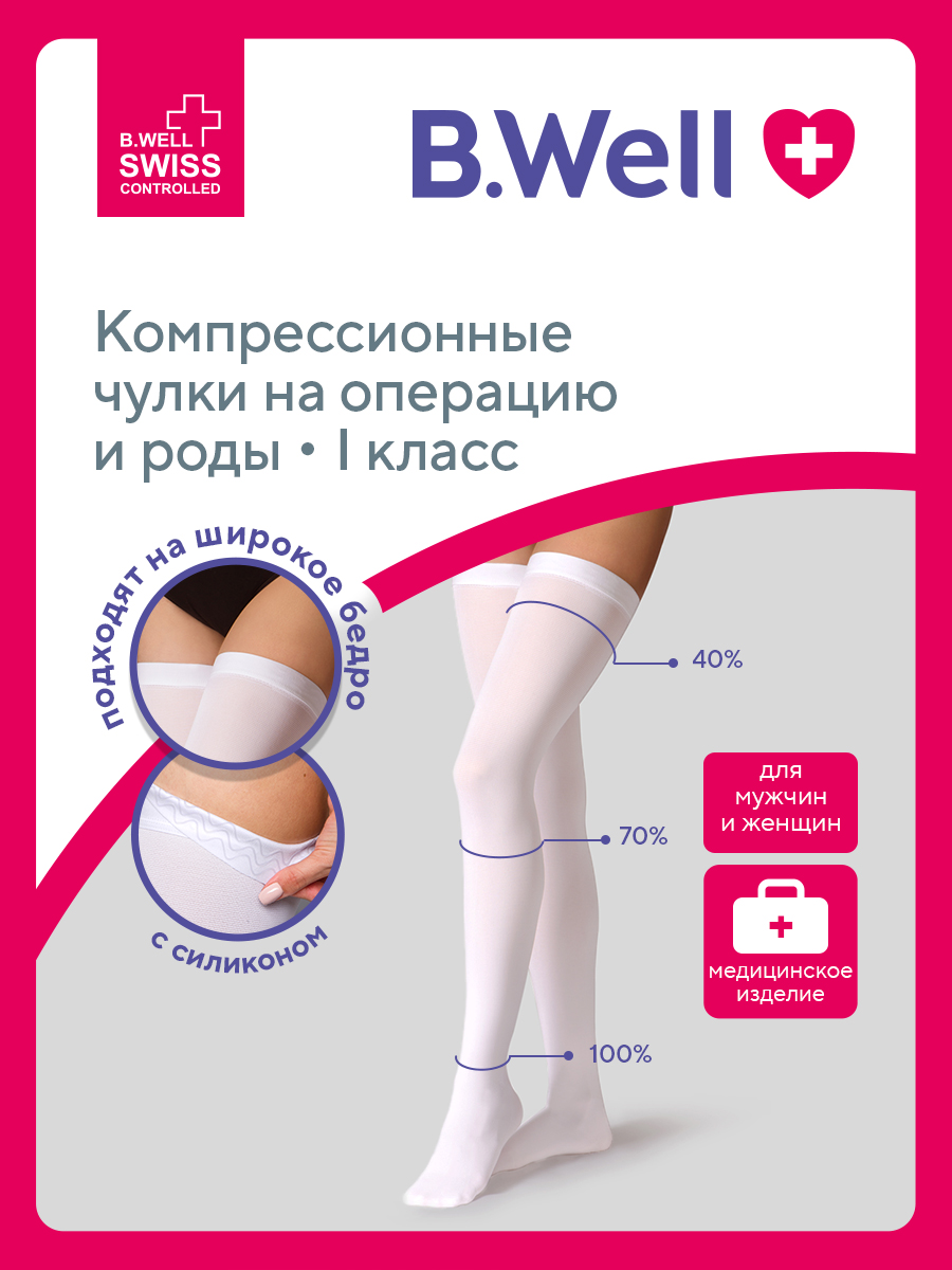 Чулки B.Well JW-214 размер 1 антиэмболические госпитальные 1 класс компрессии - фото 2