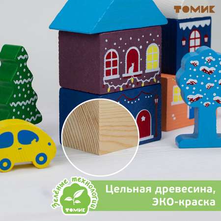 Конструктор Томик Цветной городок Зима деревянный