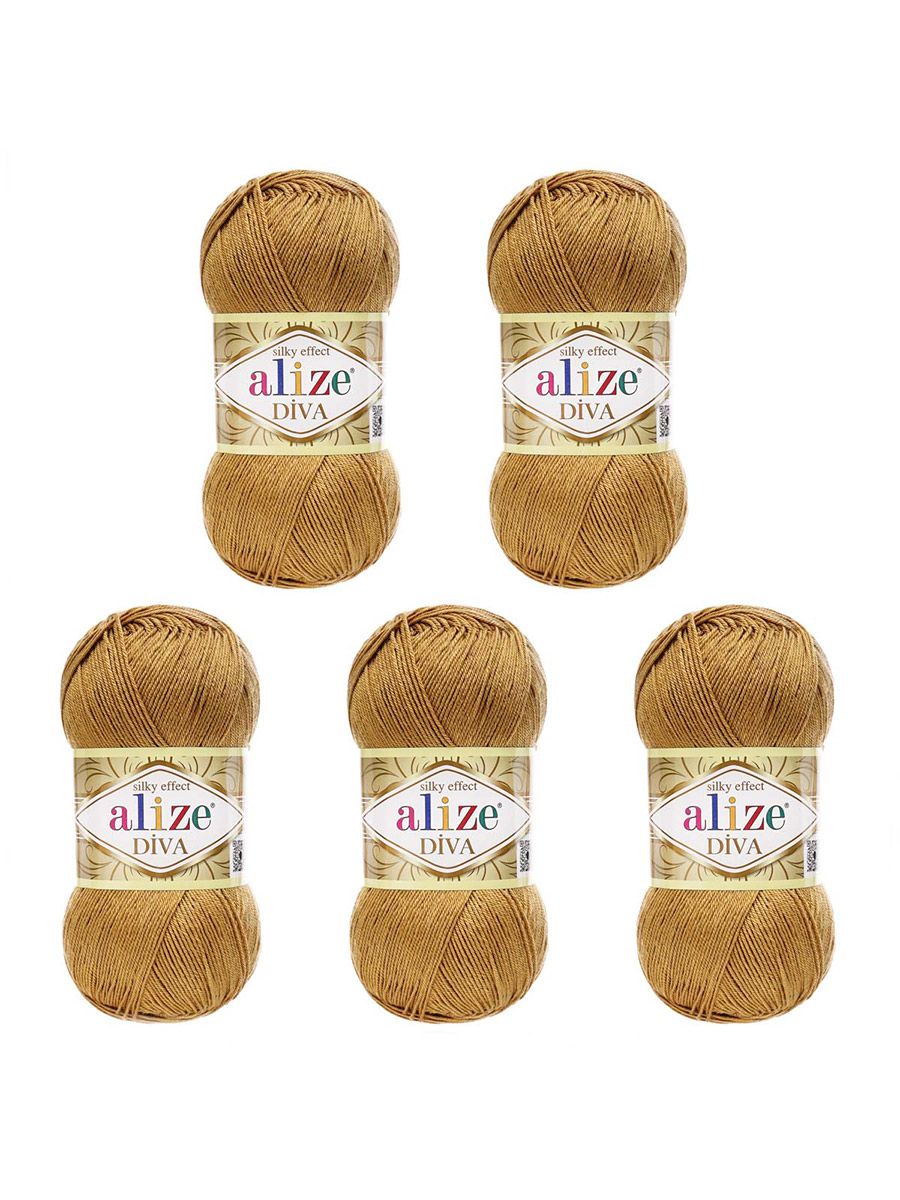 Пряжа Alize для вязания универсальная легкая Diva микрофибра 100г 350м 5 шт 369 карамельный - фото 6