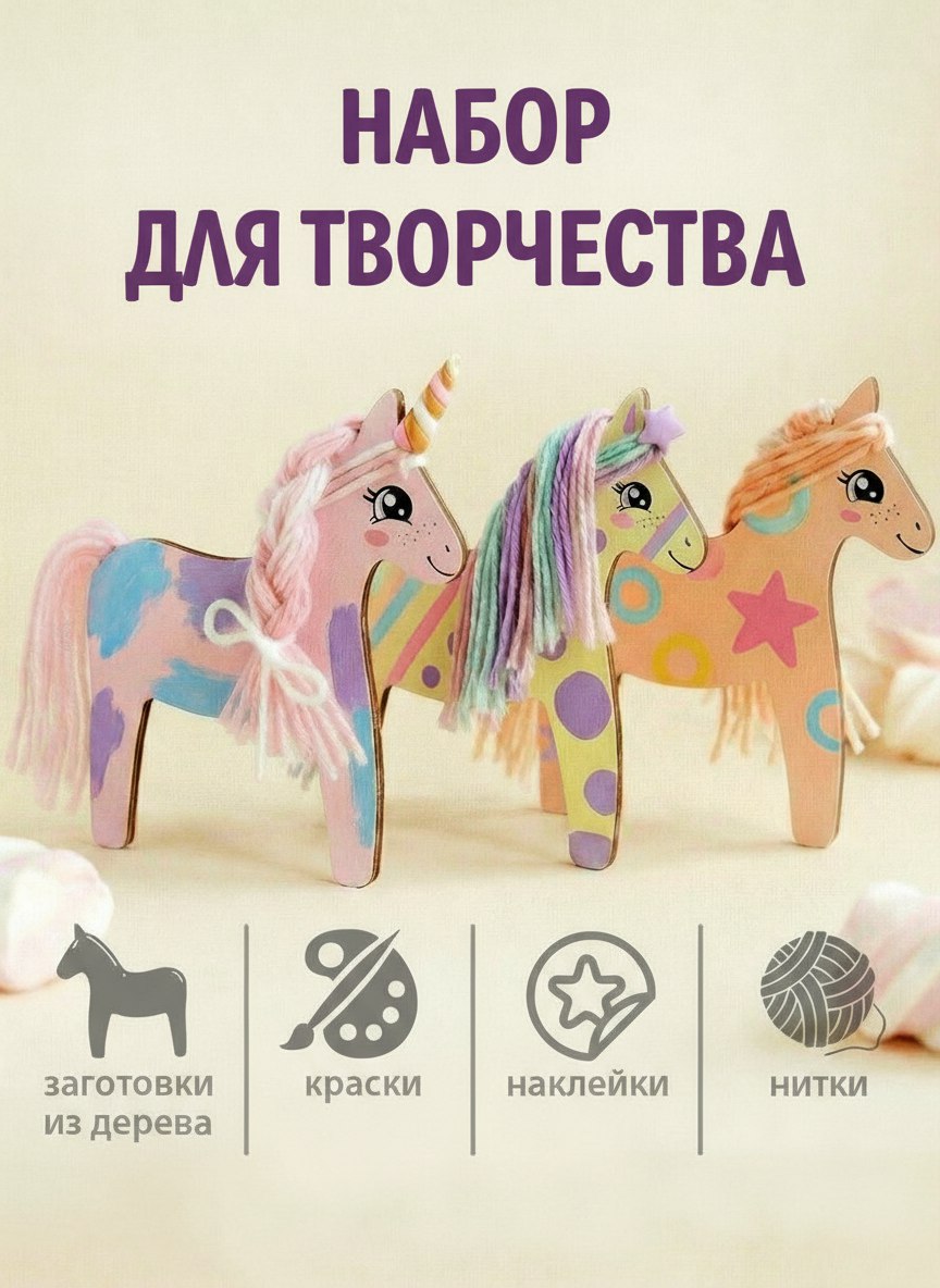 Набор для творчества HappyLine аппликация Креативные лошадки - фото 1