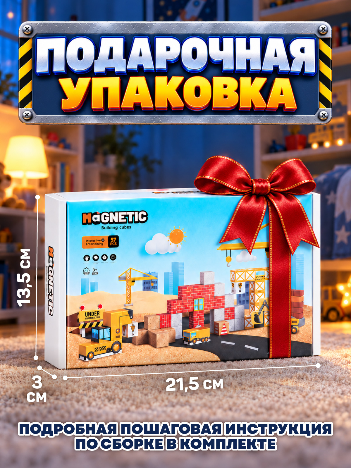Конструктор Constructa Стройка магнитный 57 дет. - фото 8