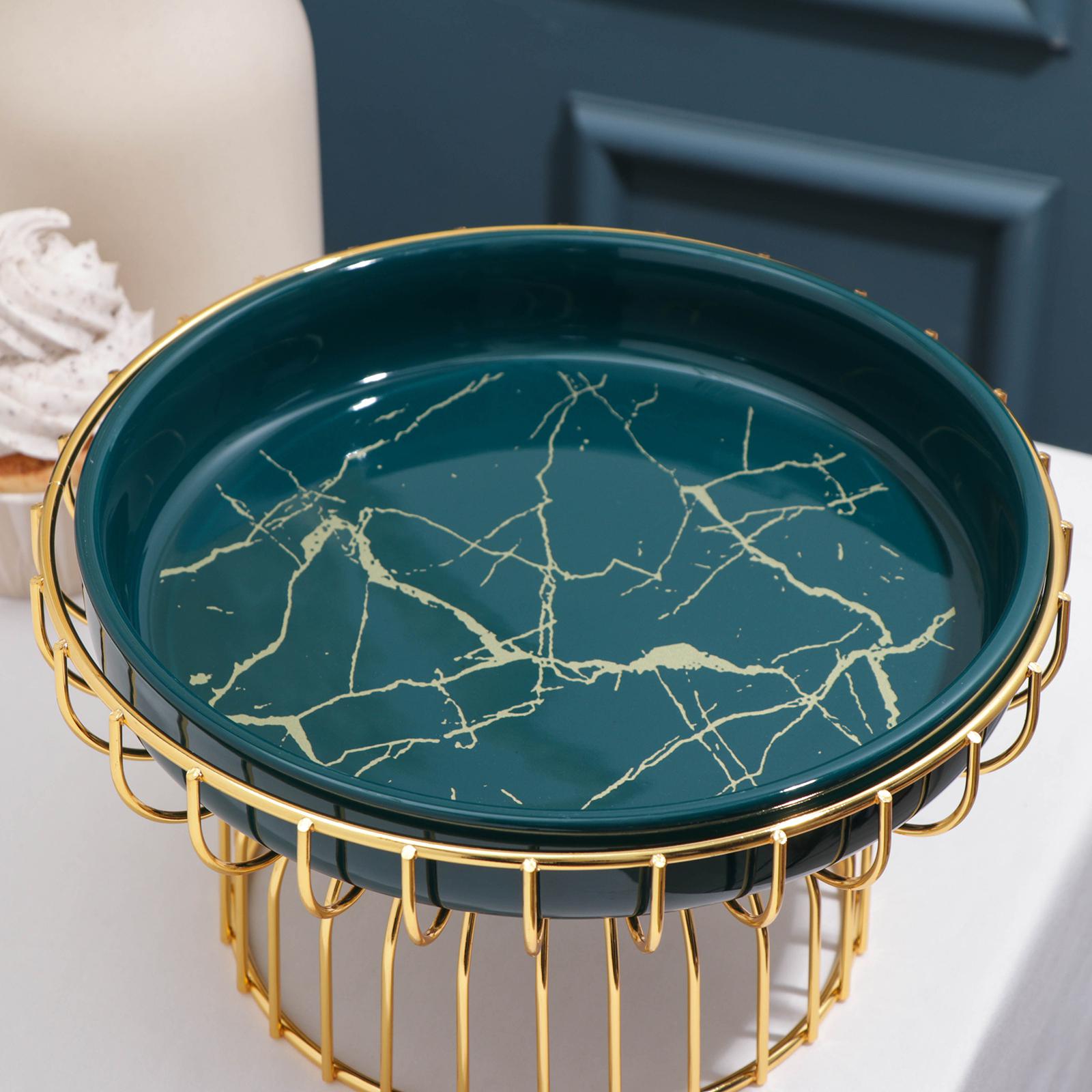 Блюдо Sima-Land на металлической подставке 23×13 см Изумруд Gold - фото 2