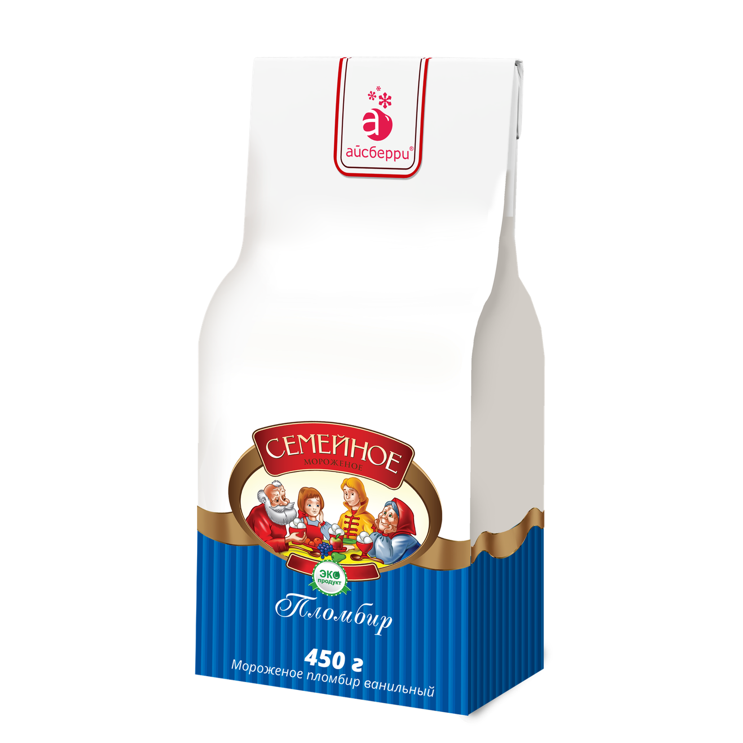 Мороженое пломбир Семейное ванильный 450г - фото 1