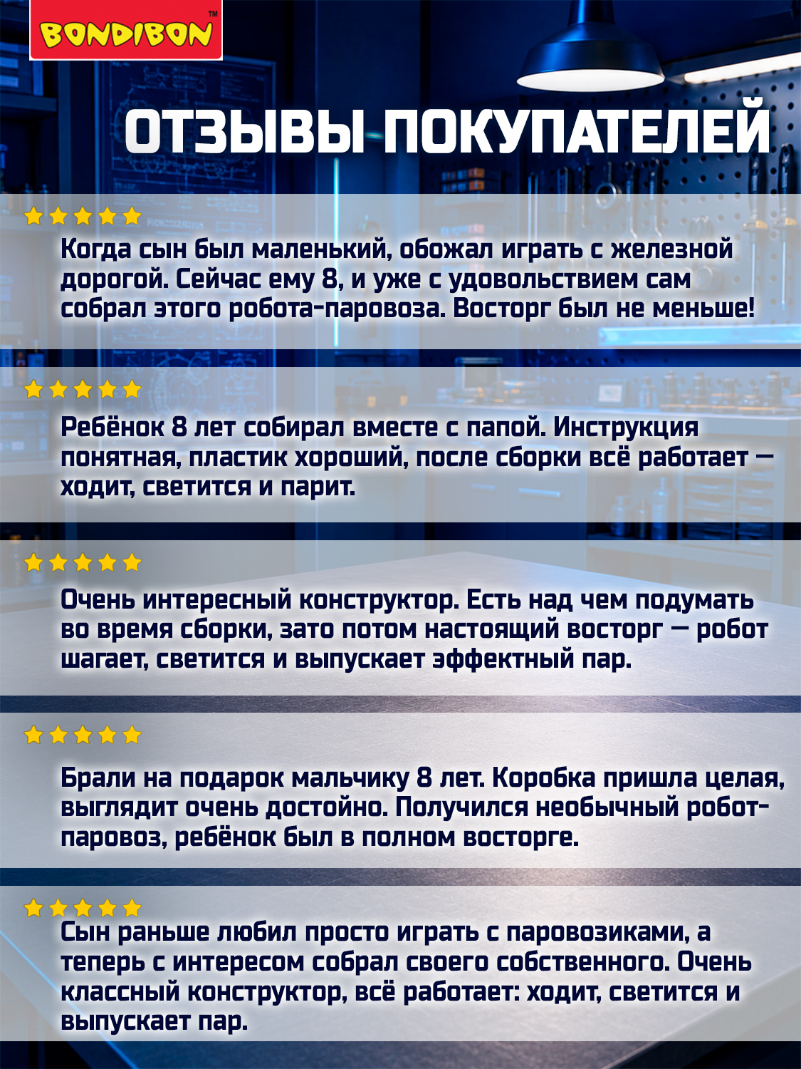 Конструктор Bondibon Робототехника Паровоз 2в1 - фото 8