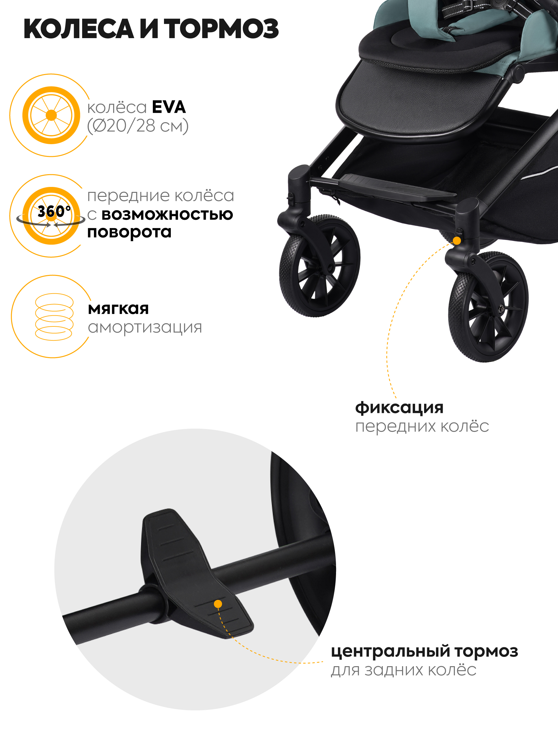 Коляска прогулочная JOVOLA Enigma всесезонная зеленый - фото 9