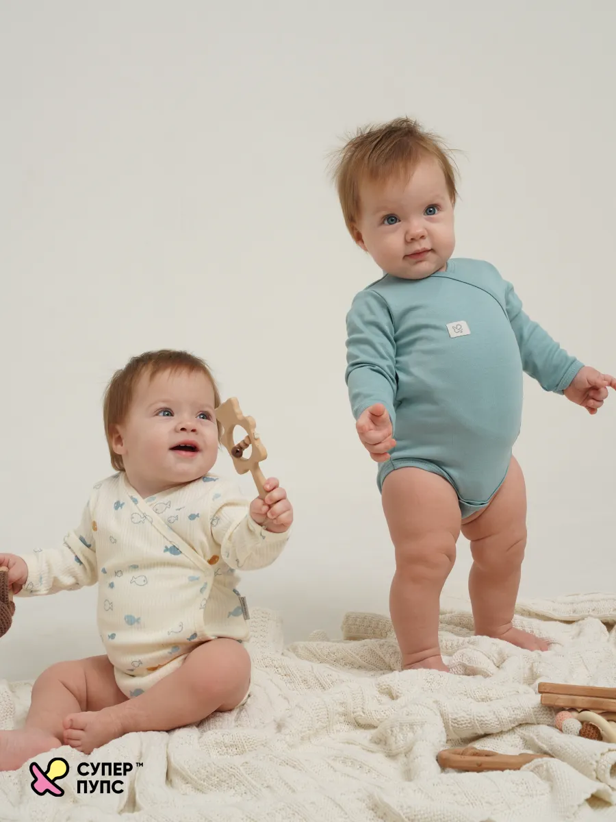 Боди 3 шт Супер Пупс нбр/3пр/бд/зап/голубыерыбки - фото 25