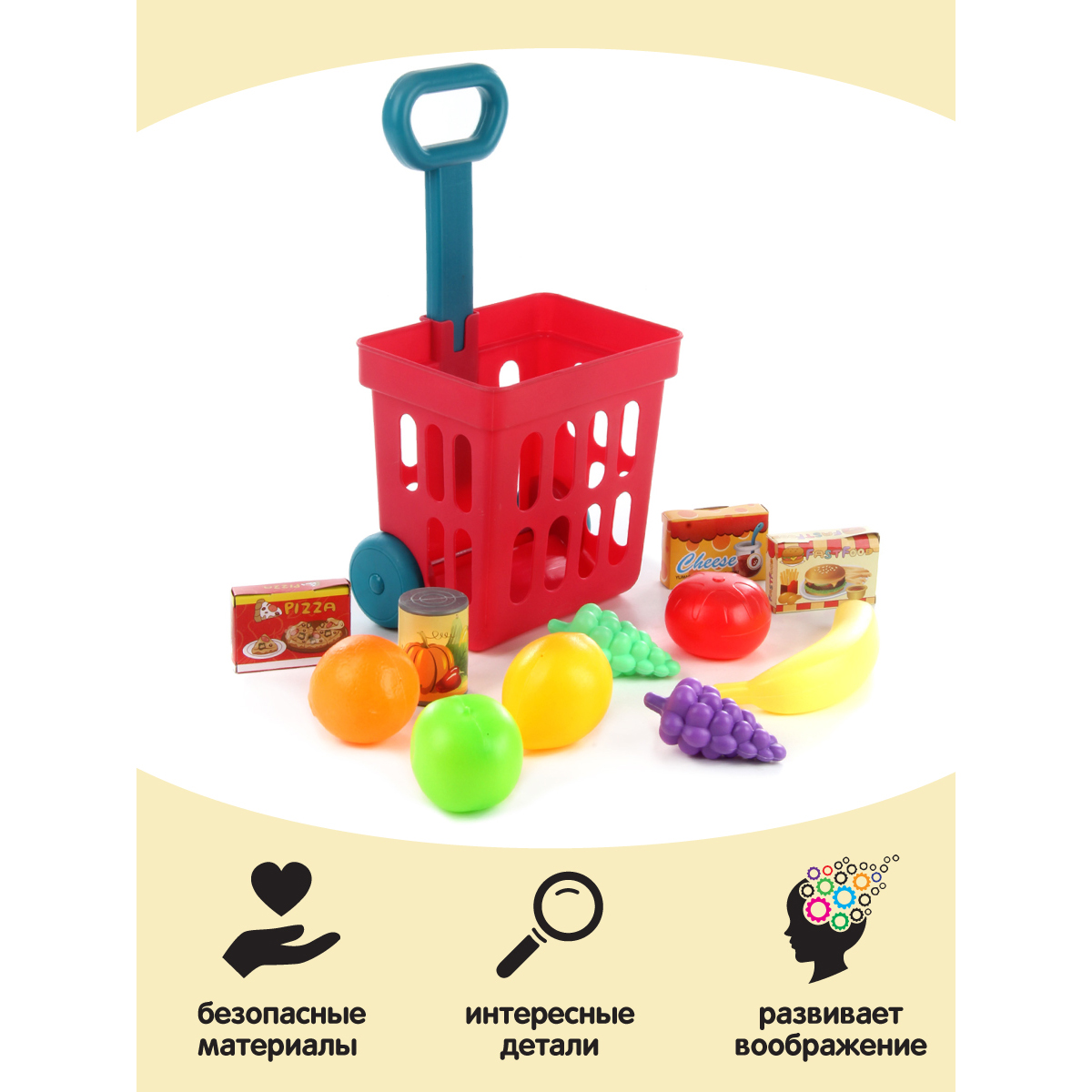 Игровой набор Veld Co тележки и корзинки, прилавок, касса, продукты - фото 2