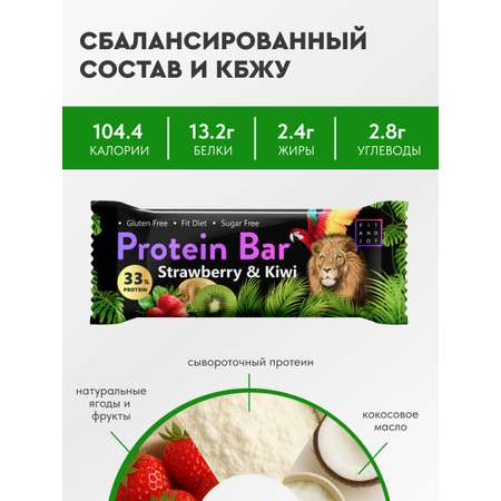Протеиновый батончик FIT AND JOY со вкусом клубника-киви набор 16 шт