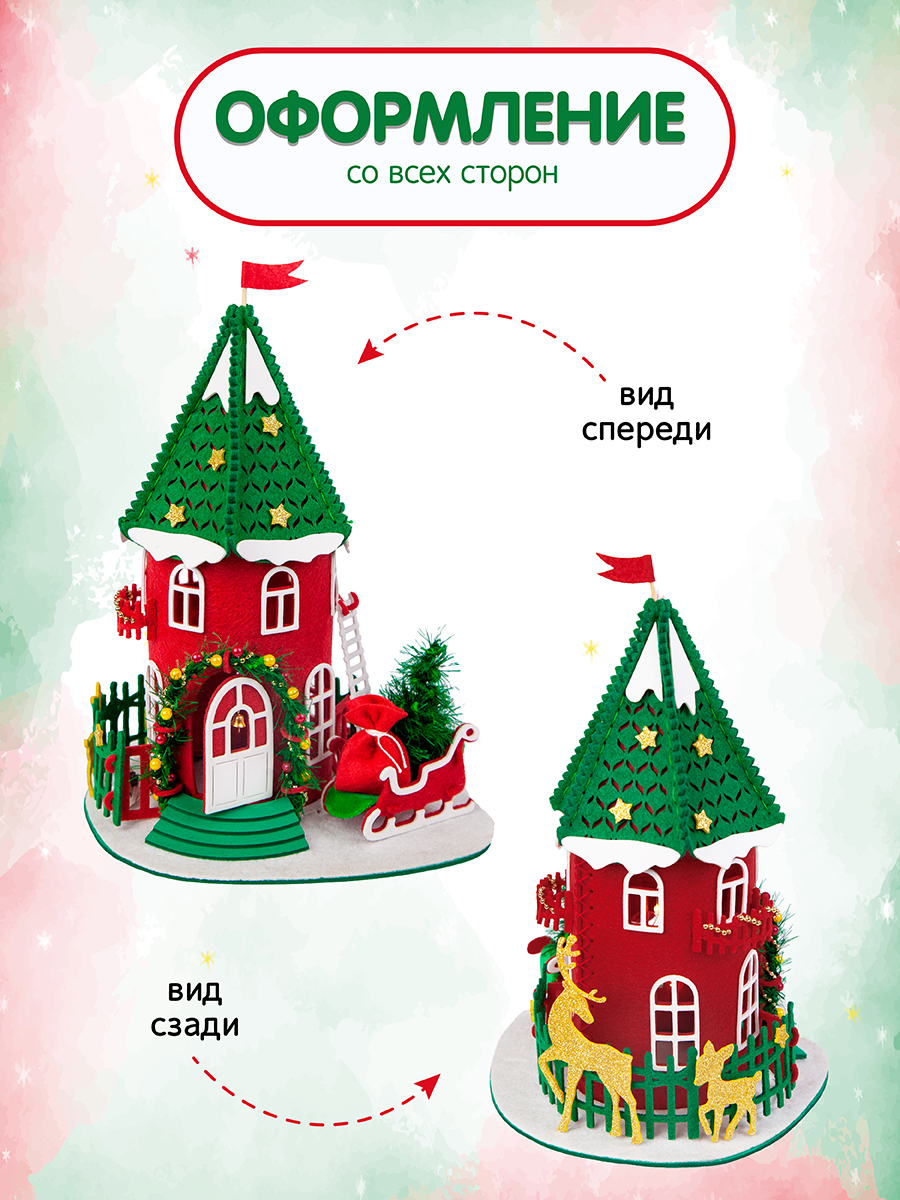 Набор для творчества Santa Lucia сборка Зимний домик красный - фото 5