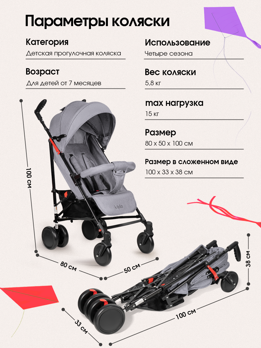 Коляска прогулочная Costa Koda серый - фото 10