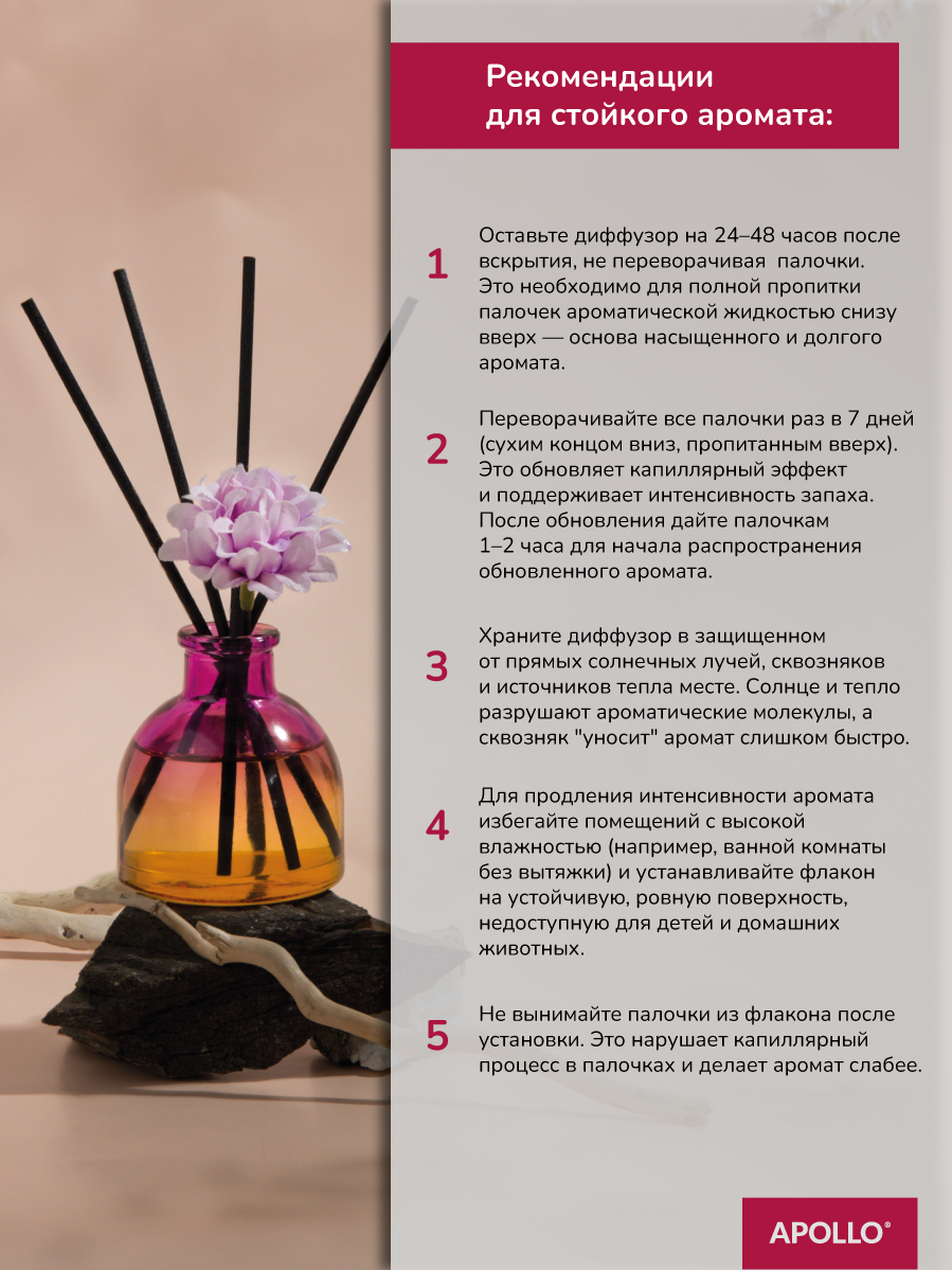 Ароматический диффузор APOLLO амбра и лилия 40 мл - фото 3