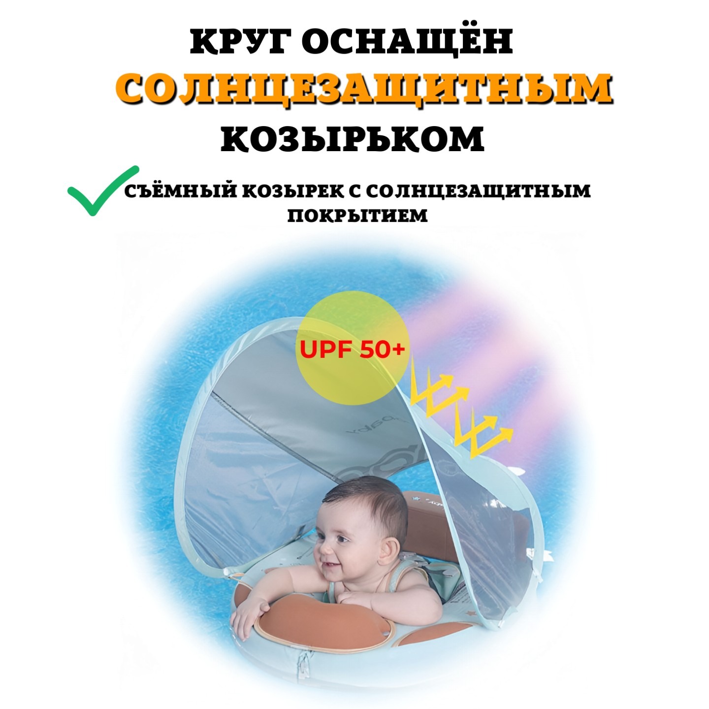 Складной круг для плавания детский Newone с трусами и навесом 3-24 месяца - фото 3