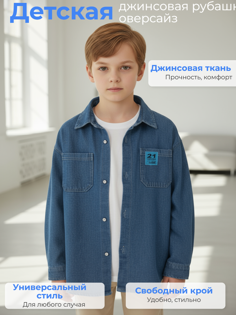 Рубашка КВАРК лук рубашка джинс - фото 3