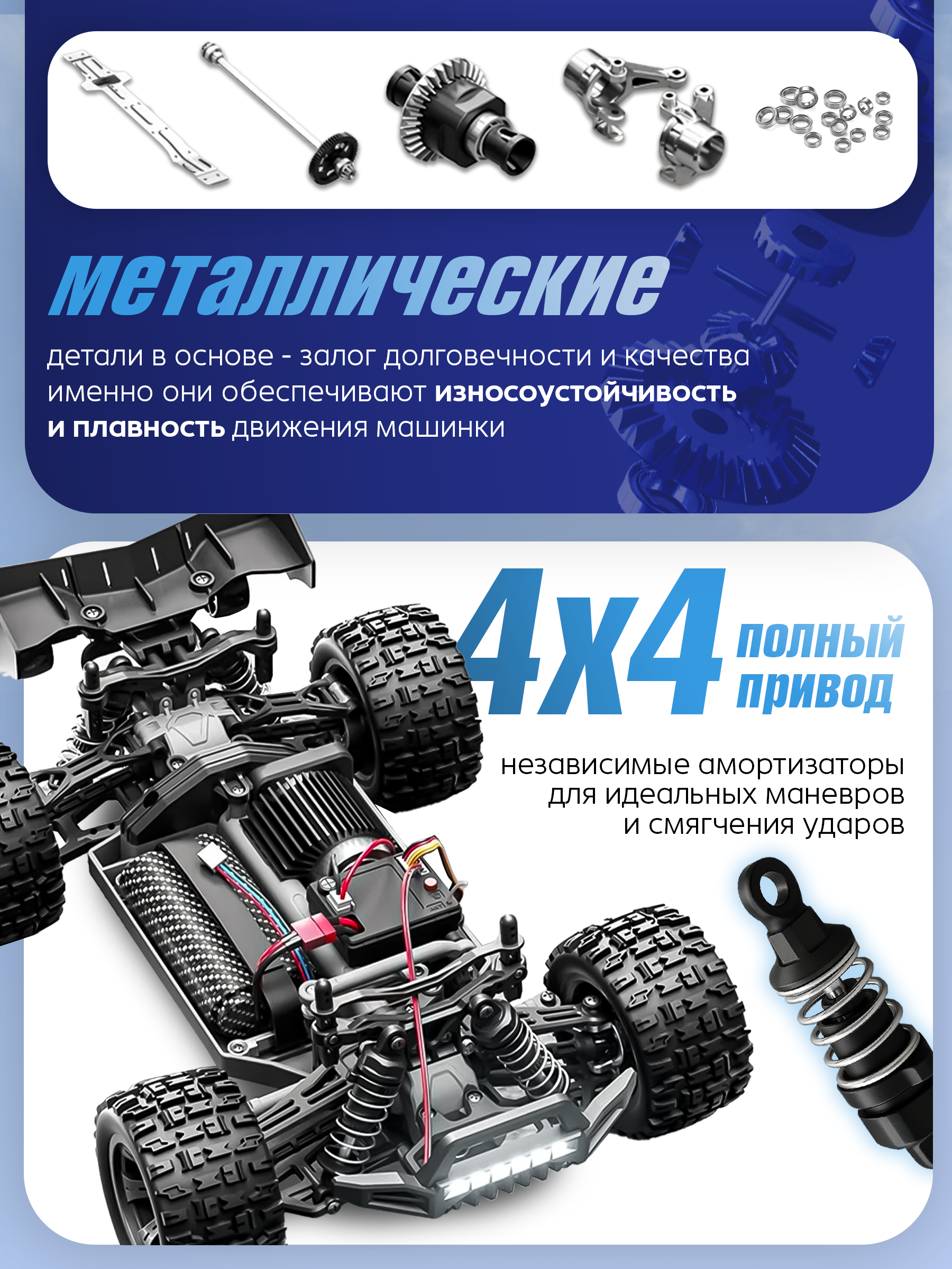 Автомобиль РУ BAZUMI 40 км/ч джип большой с пультом 1:16 - фото 3