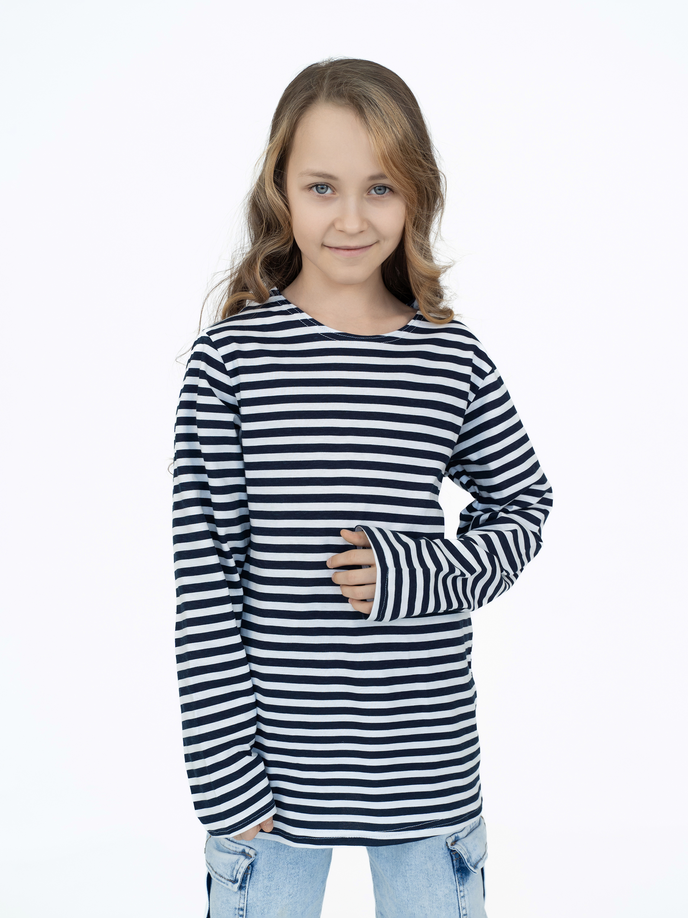 Лонгслив Утенок 516 темно-синий полоска - фото 42