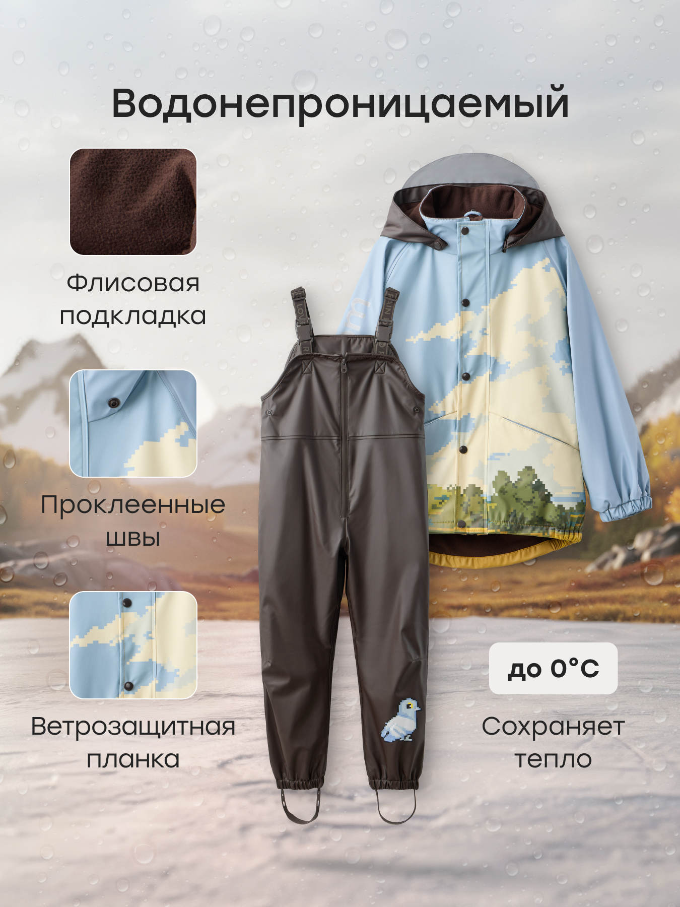 Куртка и полукомбинезон Happy Baby 88500-1_синий и коричневый (небо) - фото 3