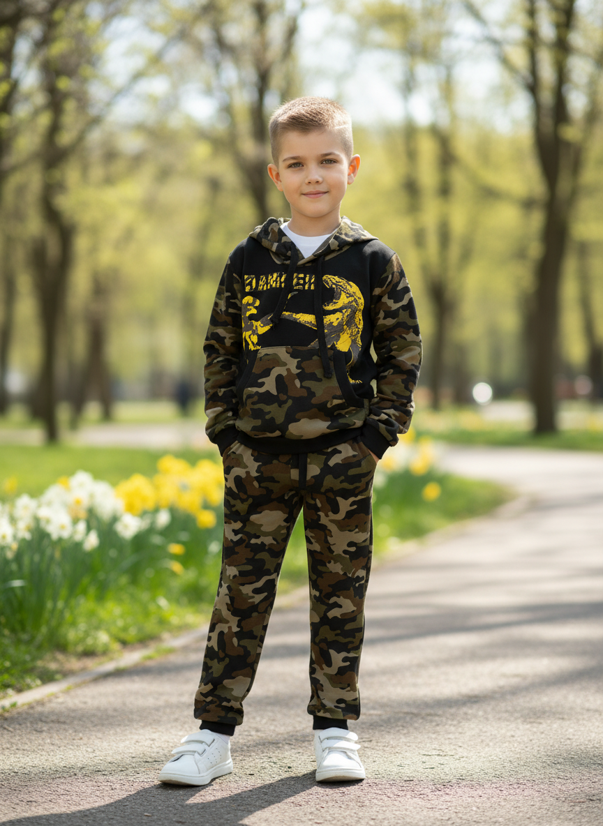 Худи и брюки Утенок 747 хаки черный дино - фото 2