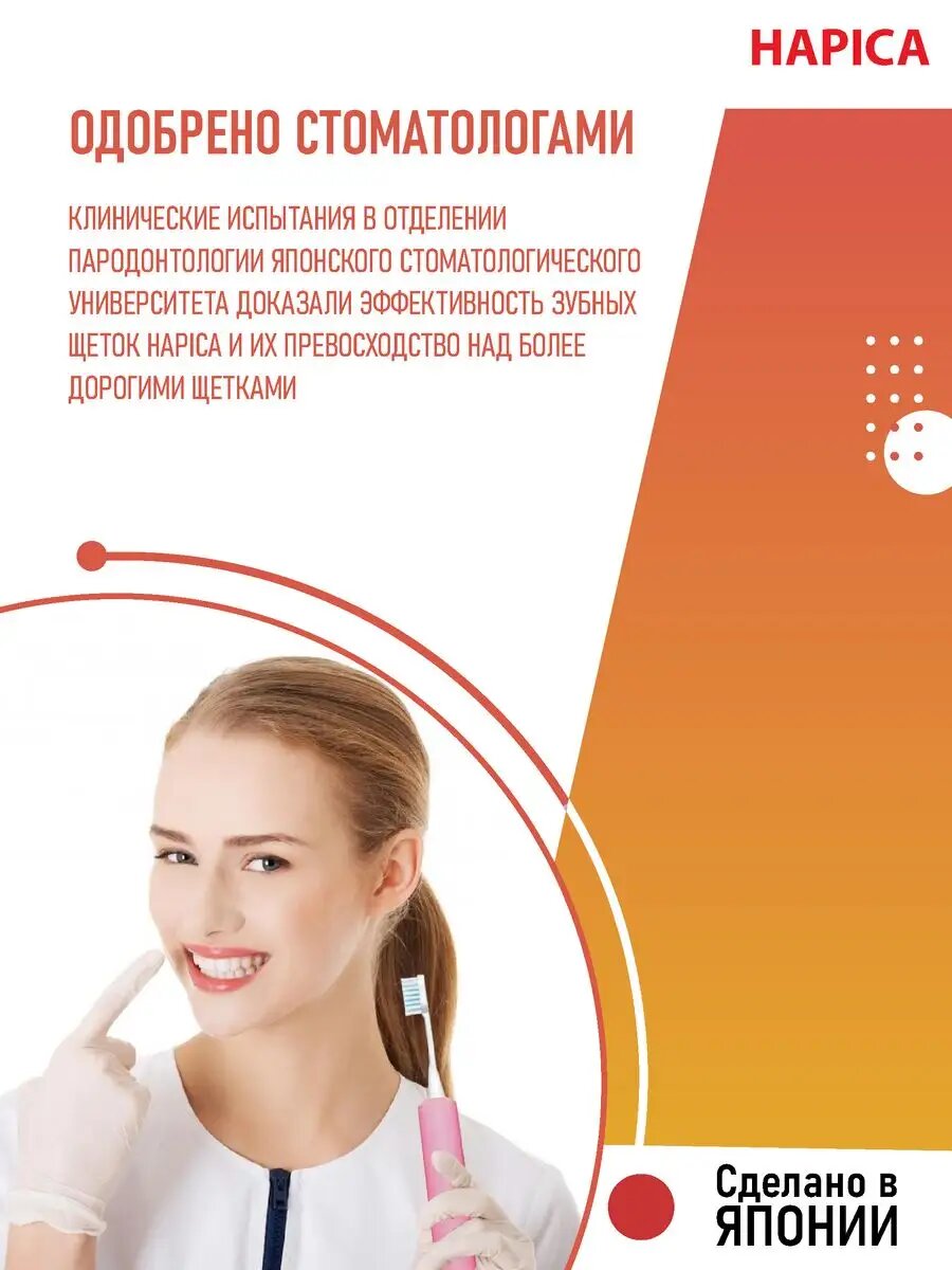 Зубная щетка электрическая Hapica от 10 лет 1 шт. в ассортименте - фото 8