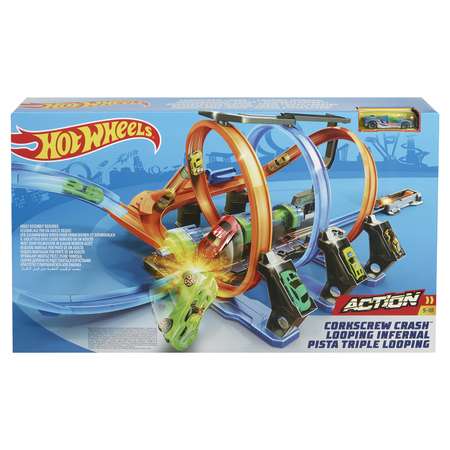 Трек Hot Wheels Винтовое столкновение с пусковой установкой