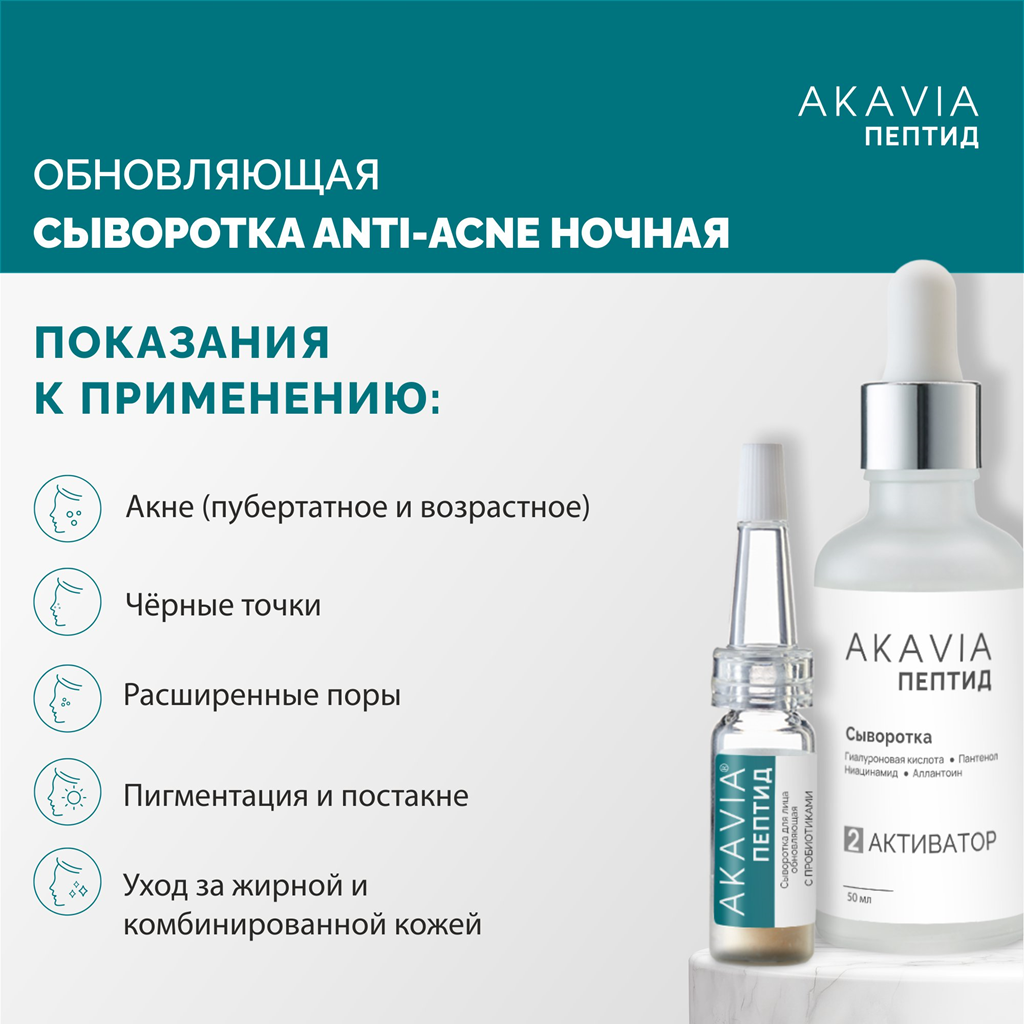 Сыворотка АКАВИЯ Anti-Аcne ночная с кислотами - фото 3