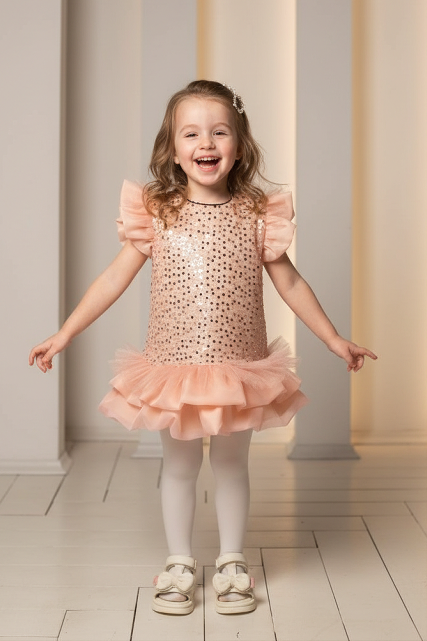 Платье Minilik Платье.Снежинка.Персик - фото 1