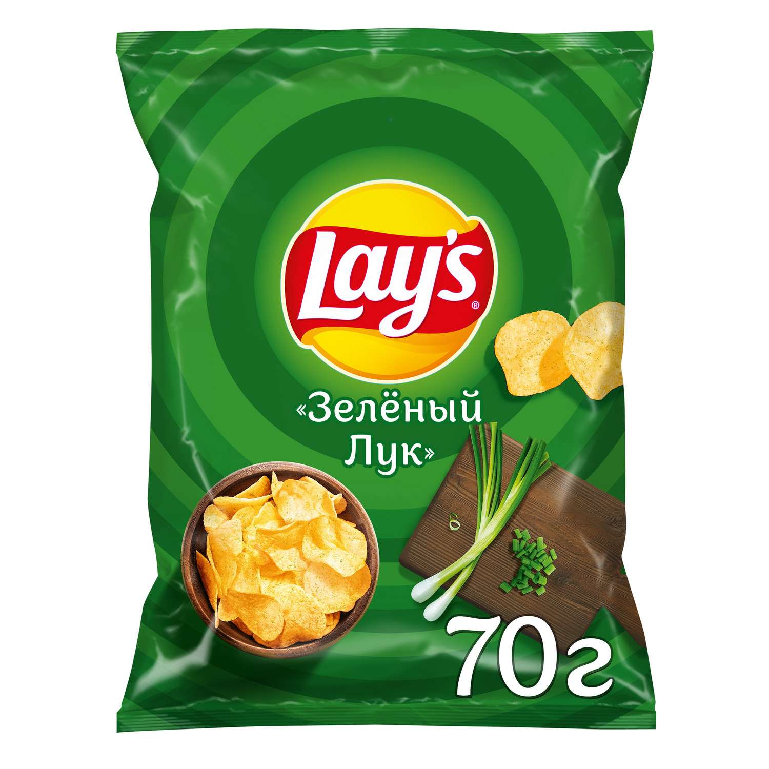 Чипсы Lays из натурального картофеля со вкусом молодого зеленого лука 70г - фото 1