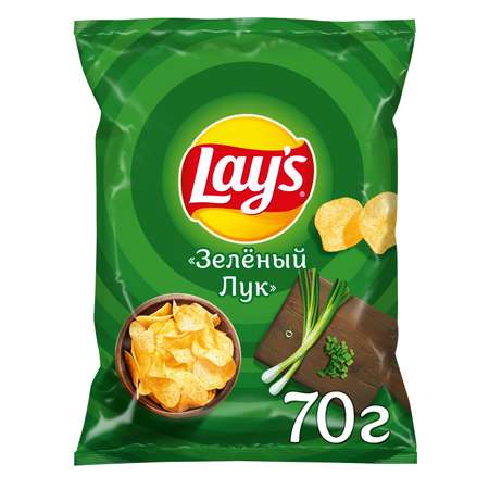 Чипсы Lays из натурального картофеля со вкусом молодого зеленого лука 70г
