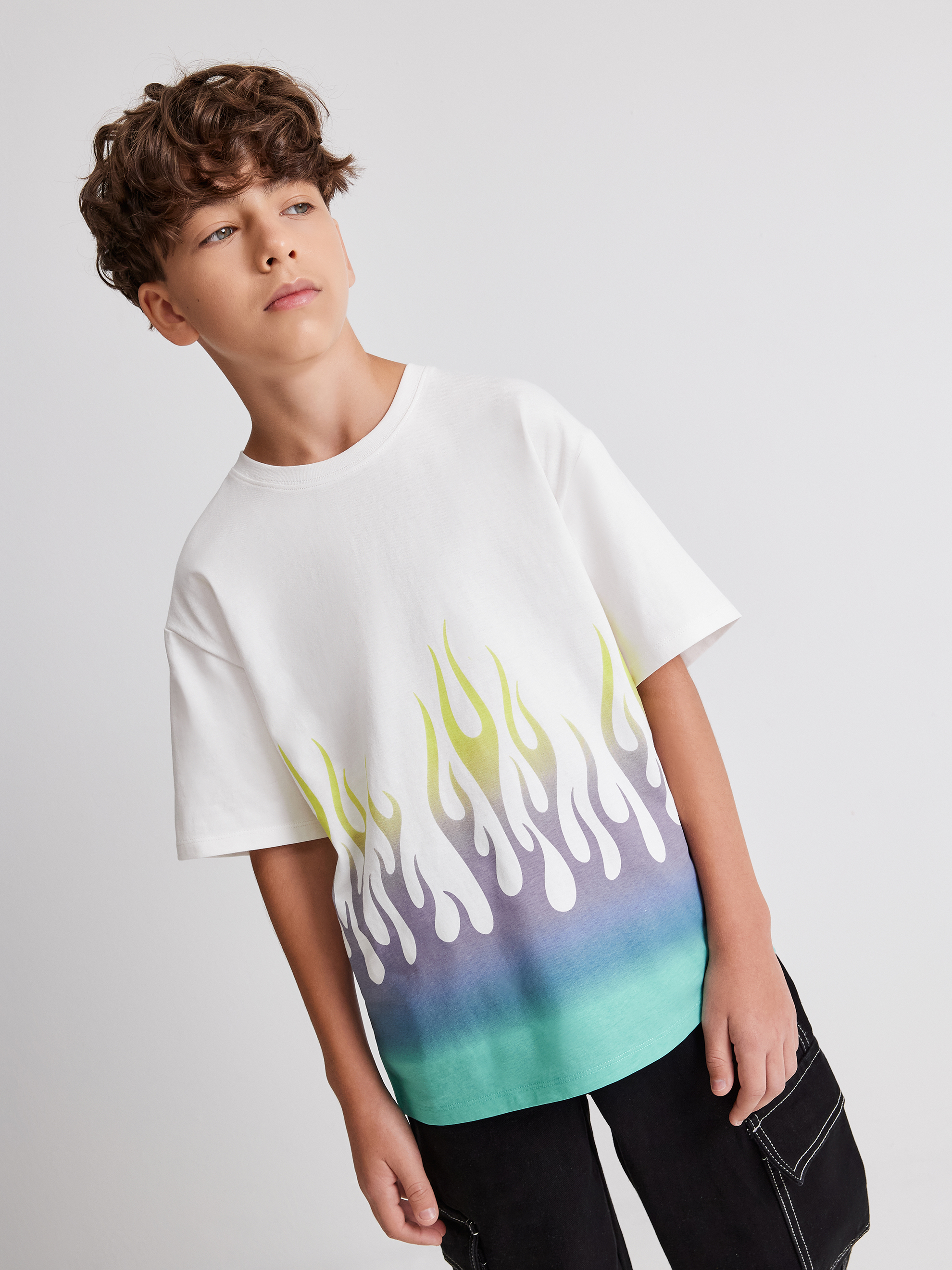 Изображение товара Футболка Acoola Детская COLOR FLAME Белая комфорт длинный рукав