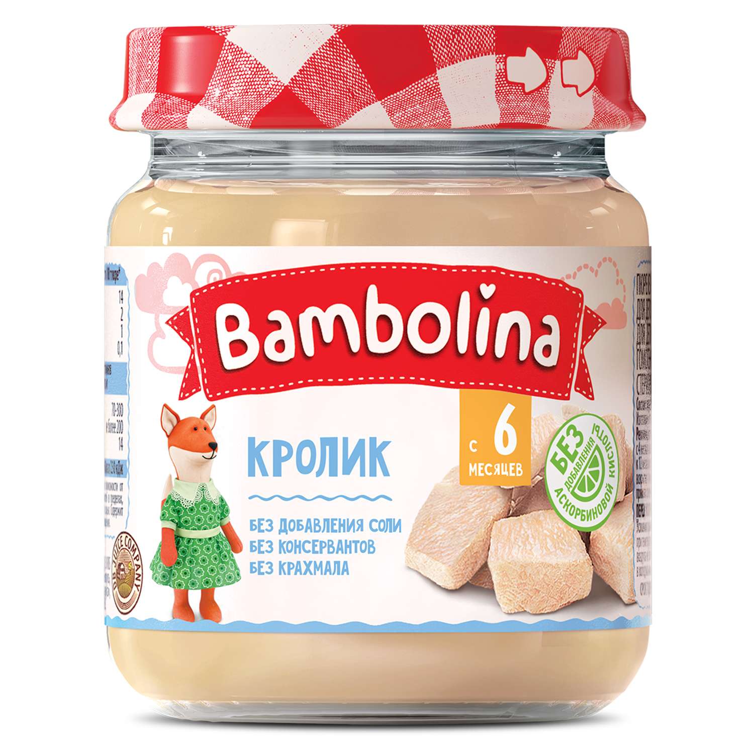 Пюре Bambolina кролик 100г с 6месяцев - фото 1