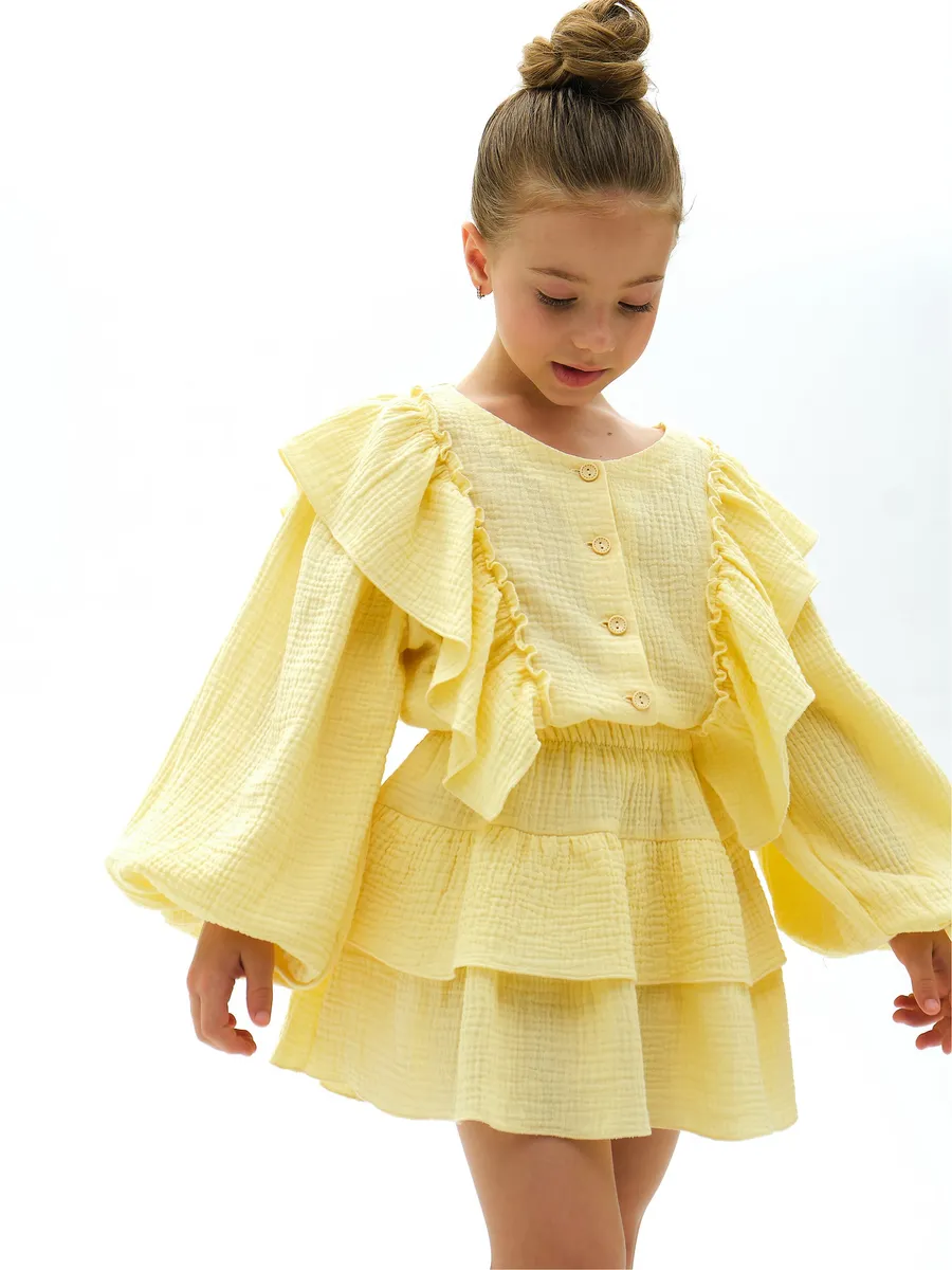 Блузка и юбка Leli dress костюм_муслин_с_юбкой_желтый - фото 12
