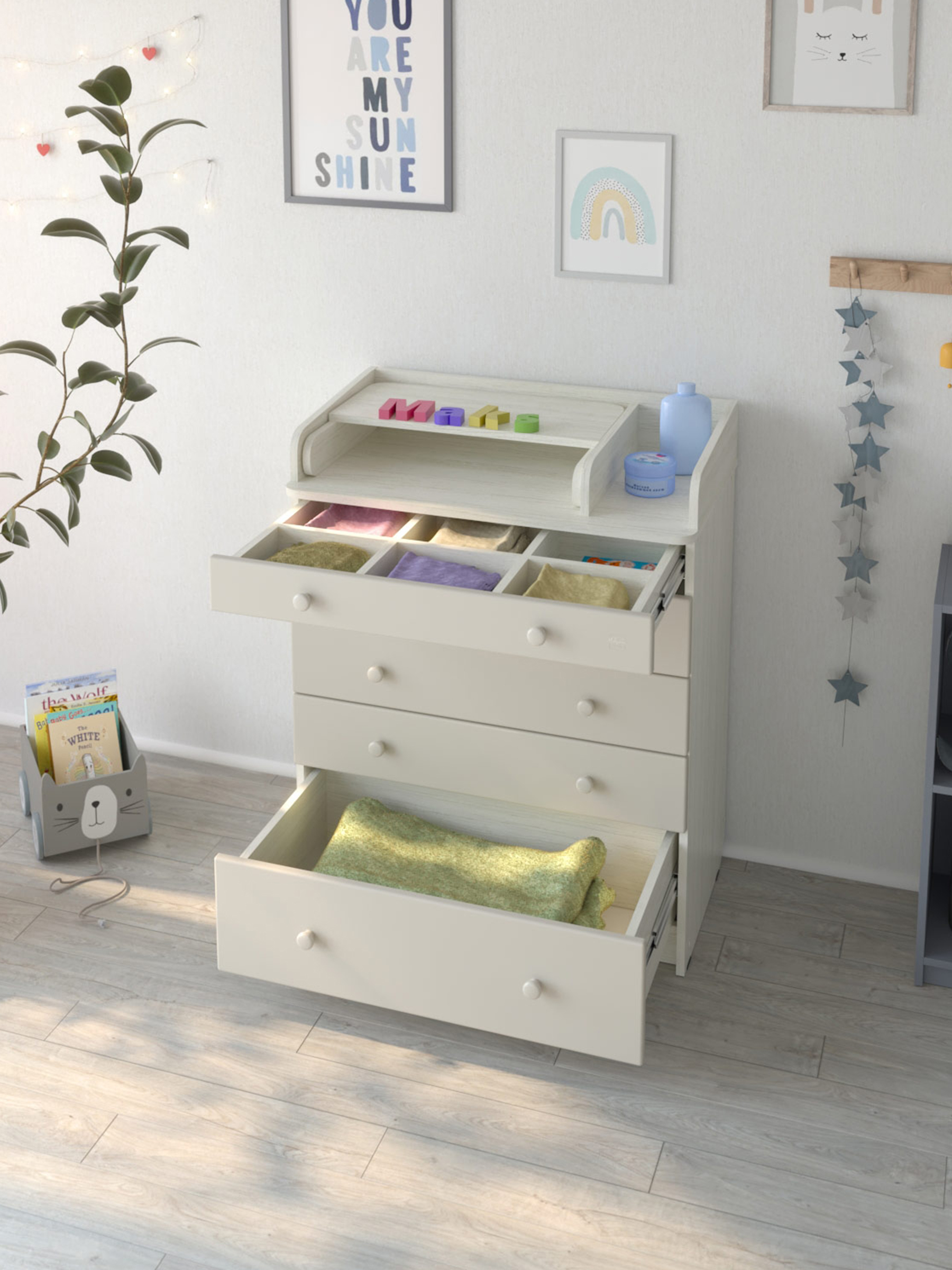 Комод пеленальный Aton Maks древесина белая серый - фото 10