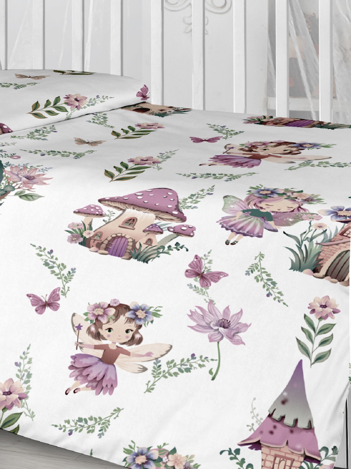 Комплект постельного белья Lemony kids в овальную кроватку Sandra Белый 3 предмета - фото 3