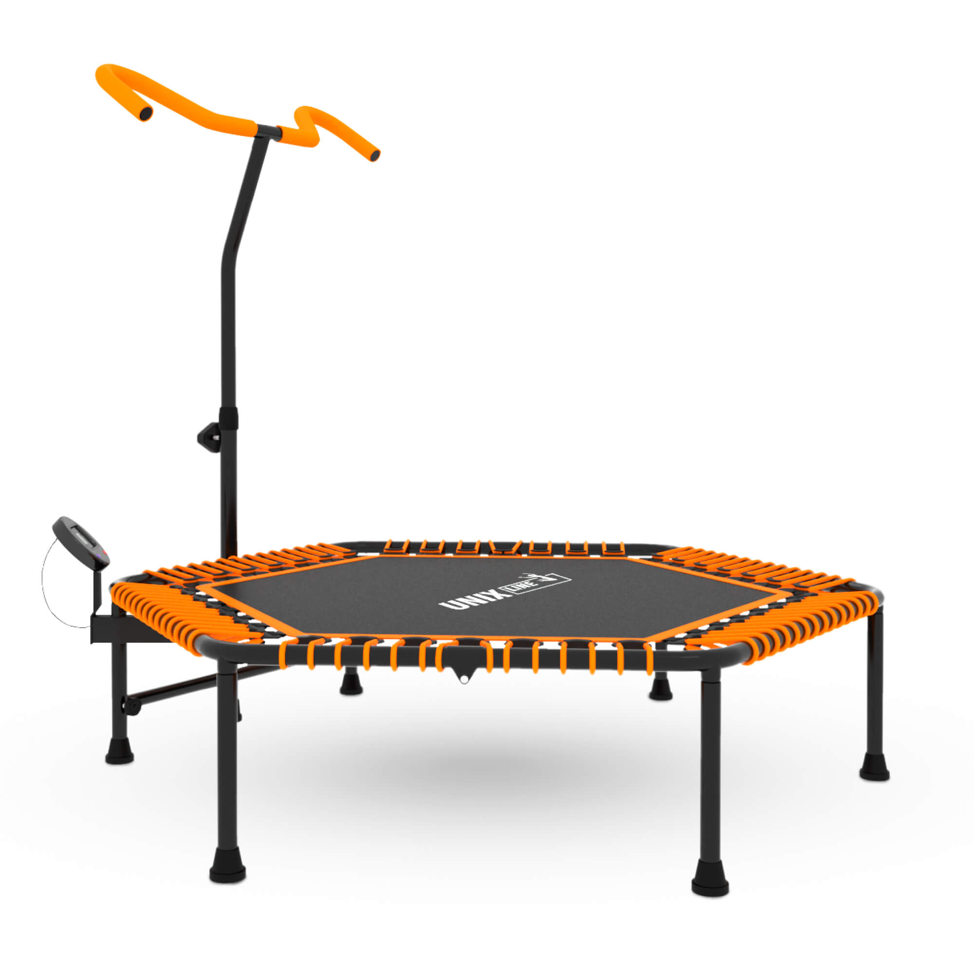 Батут fitness pro orange UNIX line спортивный с ручкой диаметр 125 см до 130 кг счетчик прыжков - фото 18