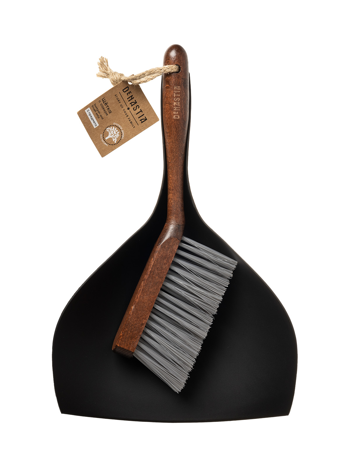 Щётка с совком DeNASTIA Dark wood 35x24x12,5 см ручка из бука L000047 - фото 3