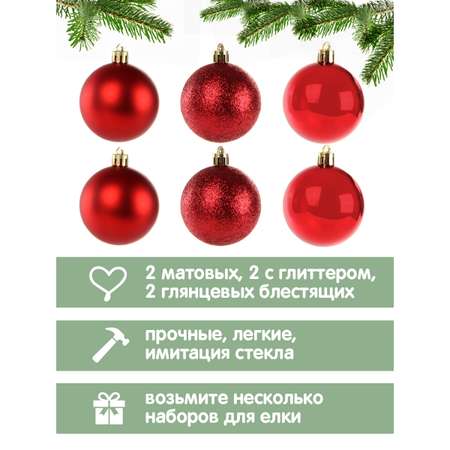 Набор ёлочных украшений Весёлый хоровод шары 6 штук