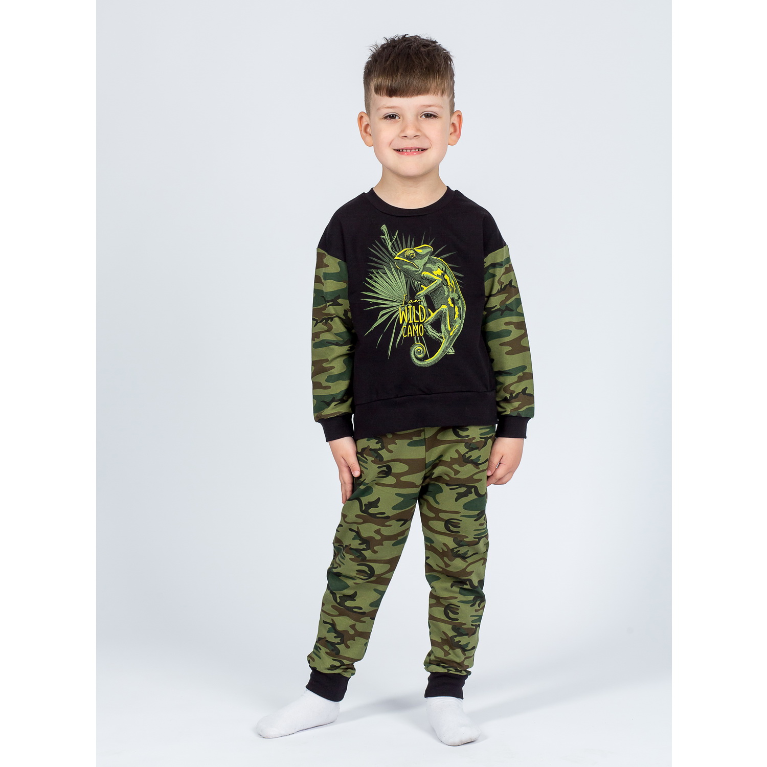 Костюм KiMMi Baby Кб-13087045п хаки черный хамелеон - фото 1