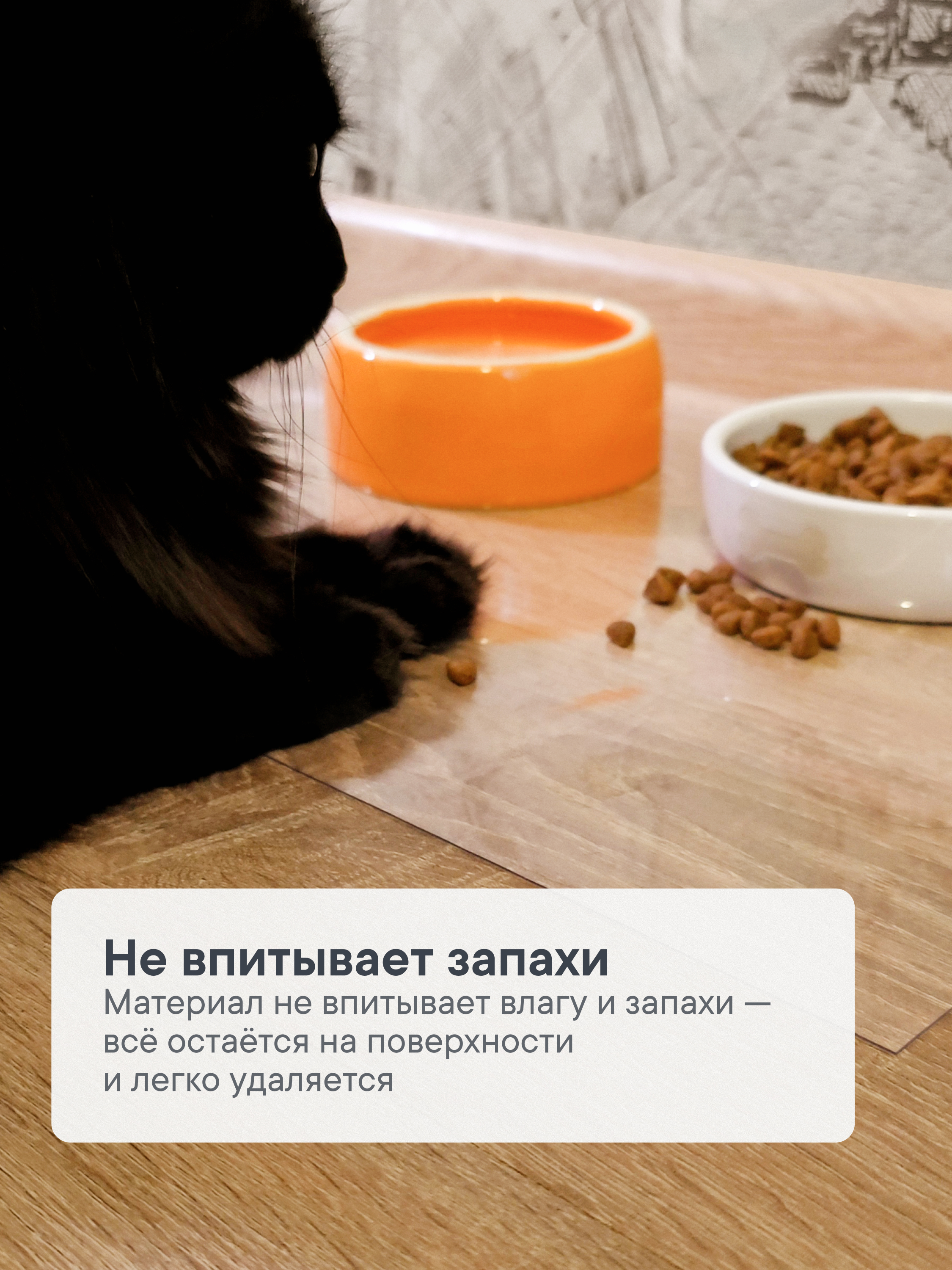 Коврик под миску для кошек собак VILINA 40х30 см "Гибкое стекло" - фото 4