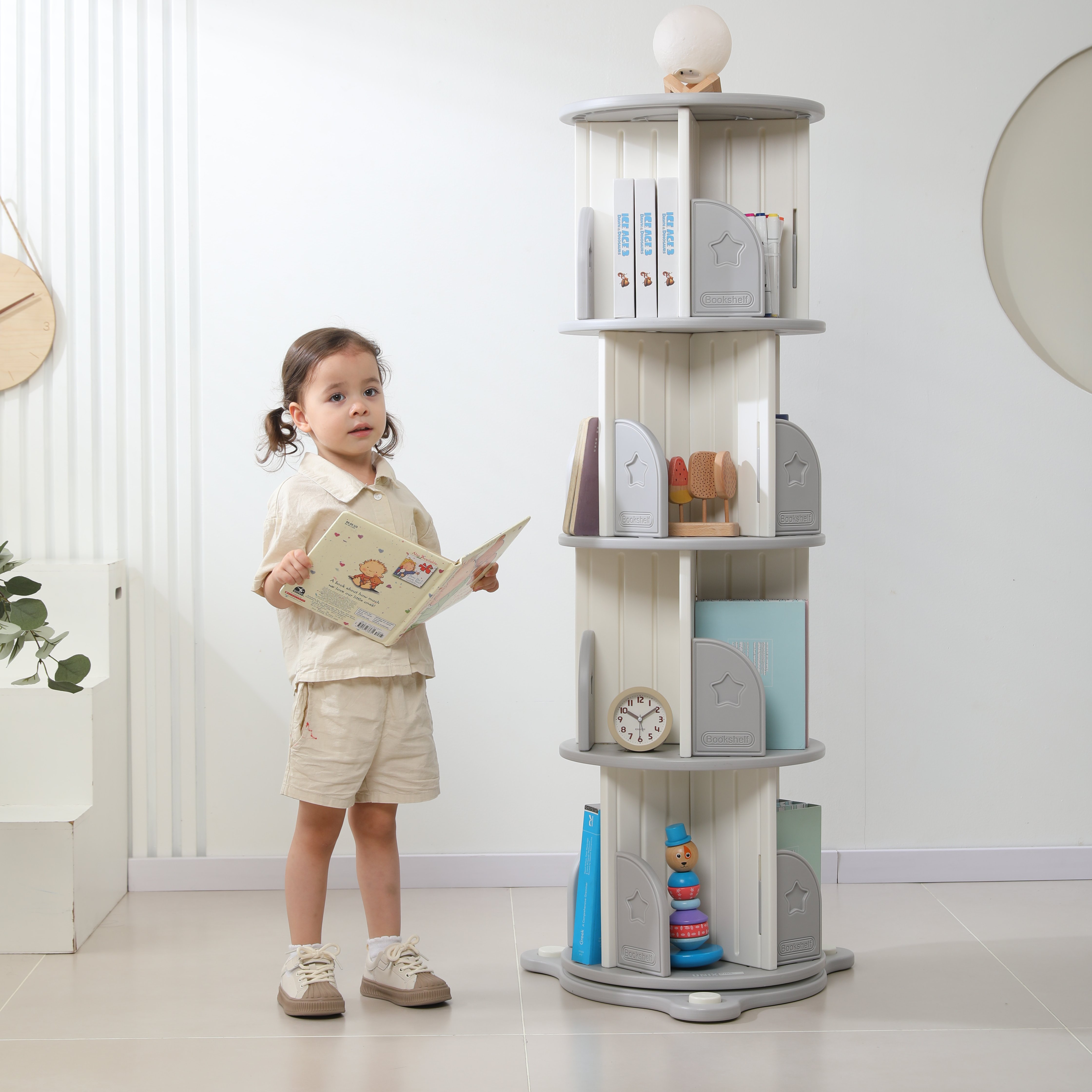 Стеллаж для книг UNIX Kids Star 4 levels Grey - фото 14