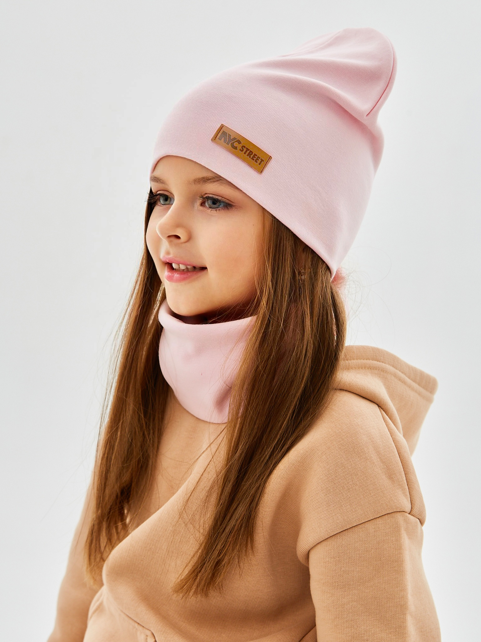 Шапка и снуд NYCkids NYC-H-67-plainG-Lpink - фото 12
