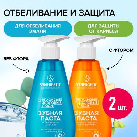 Зубная паста Synergetic без фтора, с фтором мята