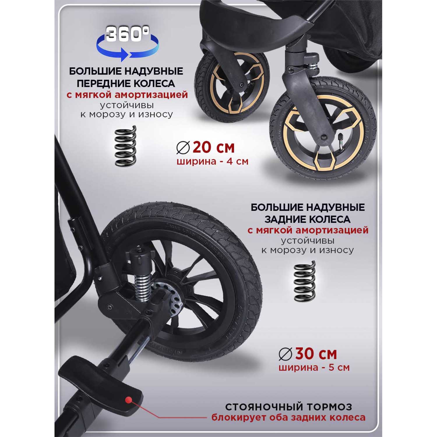 Коляска прогулочная BabyCare Venga черный - фото 16