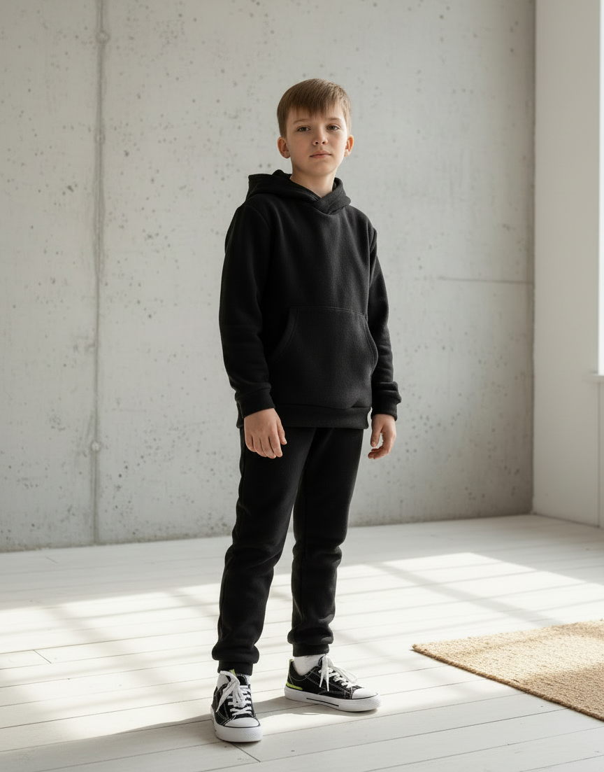 Худи и брюки Утенок 7043г(ш) черный - фото 1