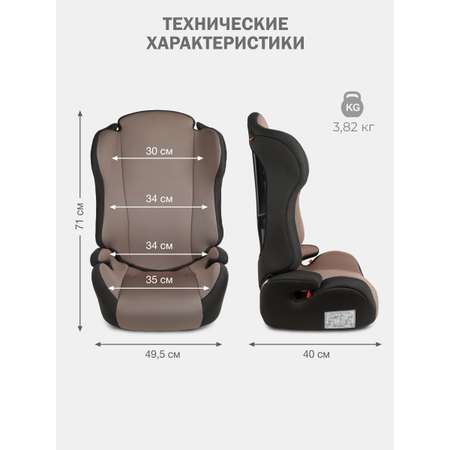 Автокресло SIGER Кросс 2/3 (15-36 кг) коричневый